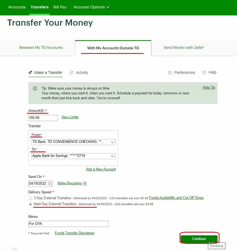 Transfer Your Money Make a Transfer